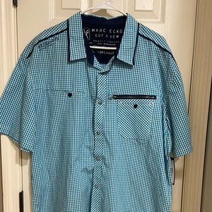 Brand New With Tags Marc Ecko shirt teal & wh XXL